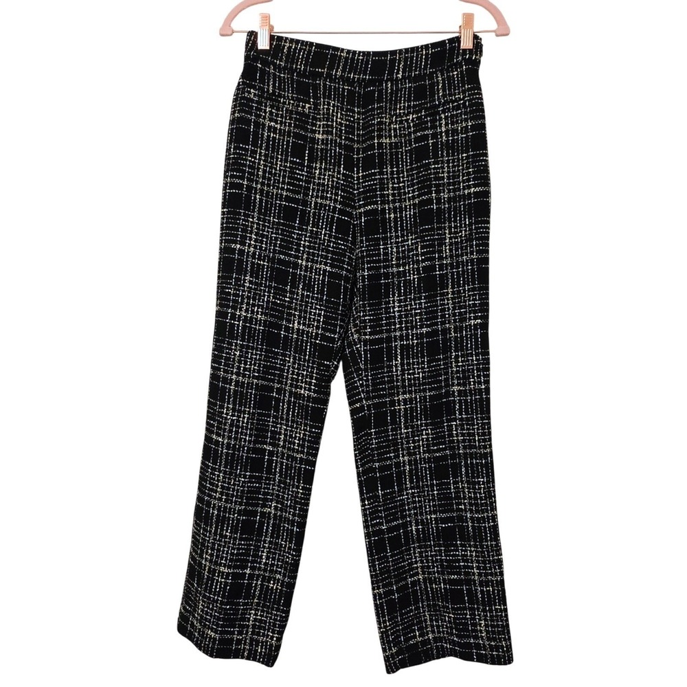 Zara Tweed Plaid High Waist‎ Career Work Trouser Pants Black White XS